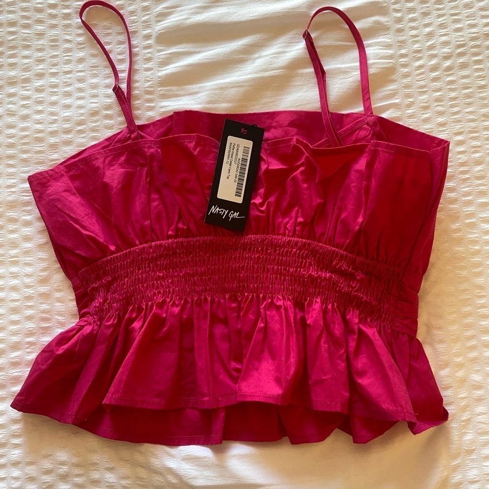 NWT Nasty Gal Hot pink Peplum Cami tank top size 8 - Picture 6 of 12